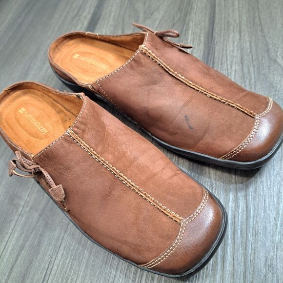 Naturalizer Brown Suede Leather Mules. Casual Slip On Clogs Women's Size 9M - Picture 5 of 7